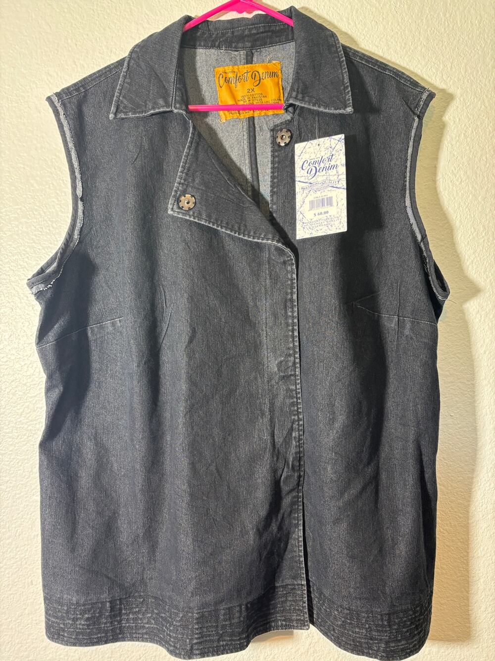 Vintage Comfort Denim NWT Women's Size 2X Button-Front Dark Wash Jean Vest